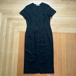 Vintage black linen maxi dress